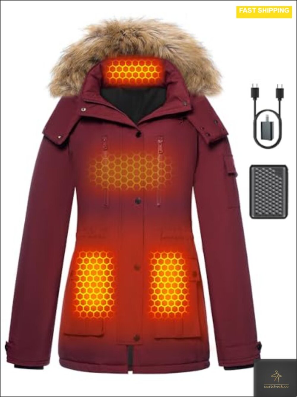 Graphene Heated Jacket Women Waterproof Windproof Large Battery Pack Winter